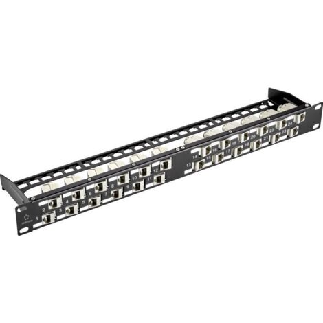 Panneau de brassage Keystone 24 ports 1 UH, angle 45°, sans modules, pour installation murale ou en rack