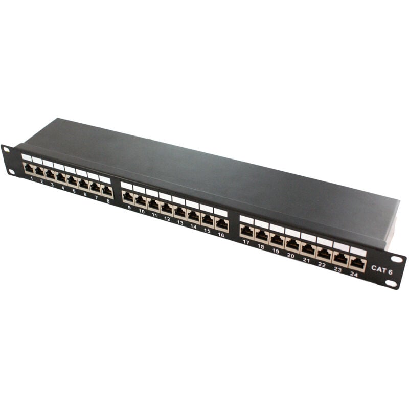 Kimex - Panneau de brassage rack 19'', 24 ports RJ45, cat.6, Blindé