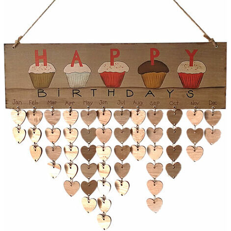 Panneau de calendrier en bois fête de famille et rappel d'anniversaire bricolage artisanat en bois pour la décoration de la maison - 1