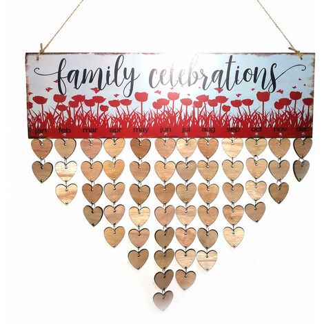 Panneau de calendrier en bois signe fete de famille et rappel d'anniversaire bricolage artisanat en bois pour la decoration de la maison,modele : 10