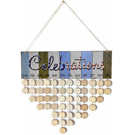 Panneau de calendrier en bois signe fete de famille et rappel d'anniversaire bricolage bois artisanat pour la decoration de la maison,modele : 9