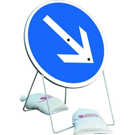 Panneau de chantier BK21 A2 850 T1 Sens Fleche Réversible Avec Pied Et 2 Sac de Lestage - TALIAPLAST