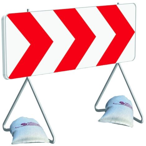 Panneau de chantier K8 - 1500 x 500 mm Déviation ou rétrécissement de voies avec PIEd et 2 SAC de LESTAGE - TALIAPLAST