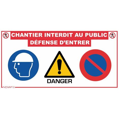 Panneau de chantier multi-information - Longueur 800 mm - Hauteur 400 mm - Novap