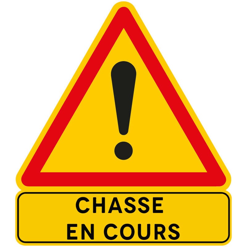 Panneau de chasse en cours. Signalisation temporaire de chasse en Comacel 5mm. - Danger chasse en cours - Panneau rétroréfléchissant