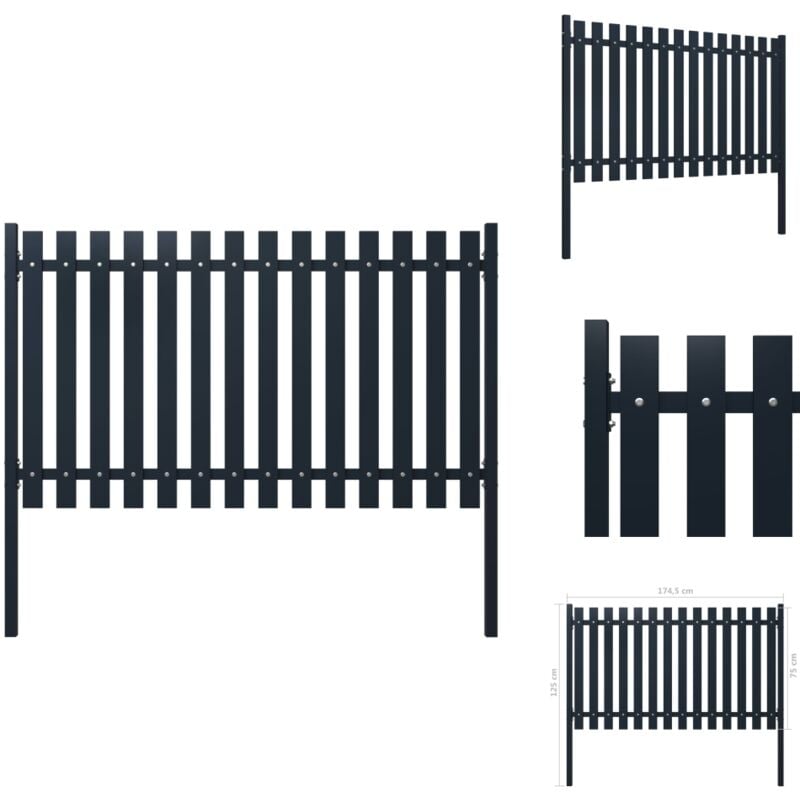 Panneau de clôture Anthracite 174,5x75cm Acier enduit de poudre - Panneaux De Cloture - Clôture Jardin - Clôture Anthracite - Clôture Acier - Clôture