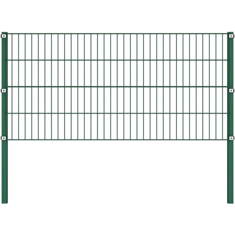 Panneau de clôture avec poteaux Fer 1,7 x 0,8 m Vert