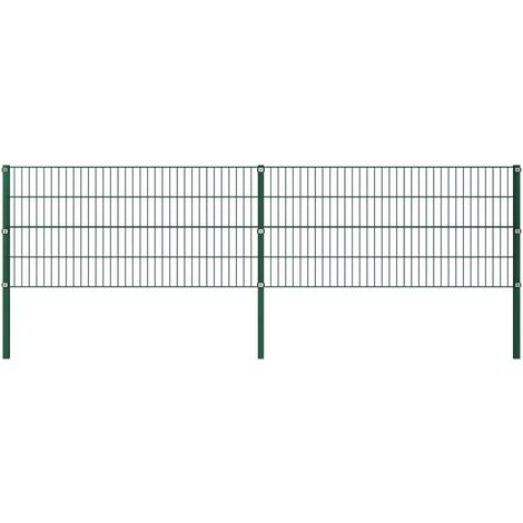 Panneau de clôture avec poteaux Fer 3,4 x 0,8 m Vert