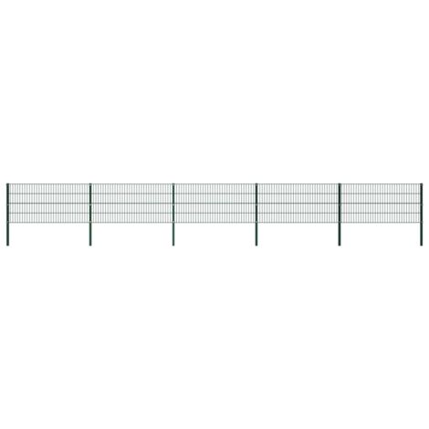 Panneau de clôture avec poteaux Fer 8,5 x 0,8 m Vert
