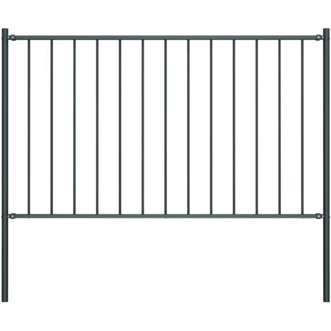 Panneau de clôture  Clôture de jardin Clôture Grillage poteau Acier enduit poudre 1,7x0,75m Anthracite 48584