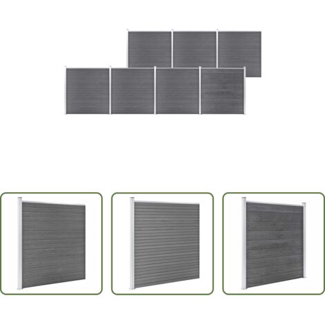 Panneau de clôture -  Clôture de jardin WPC 1218x186 cm Gris