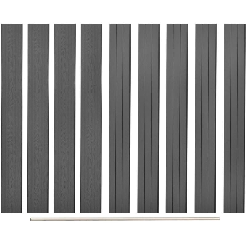 Panneaux de clôture de remplacement 9 pcs wpc 170 cm Gris