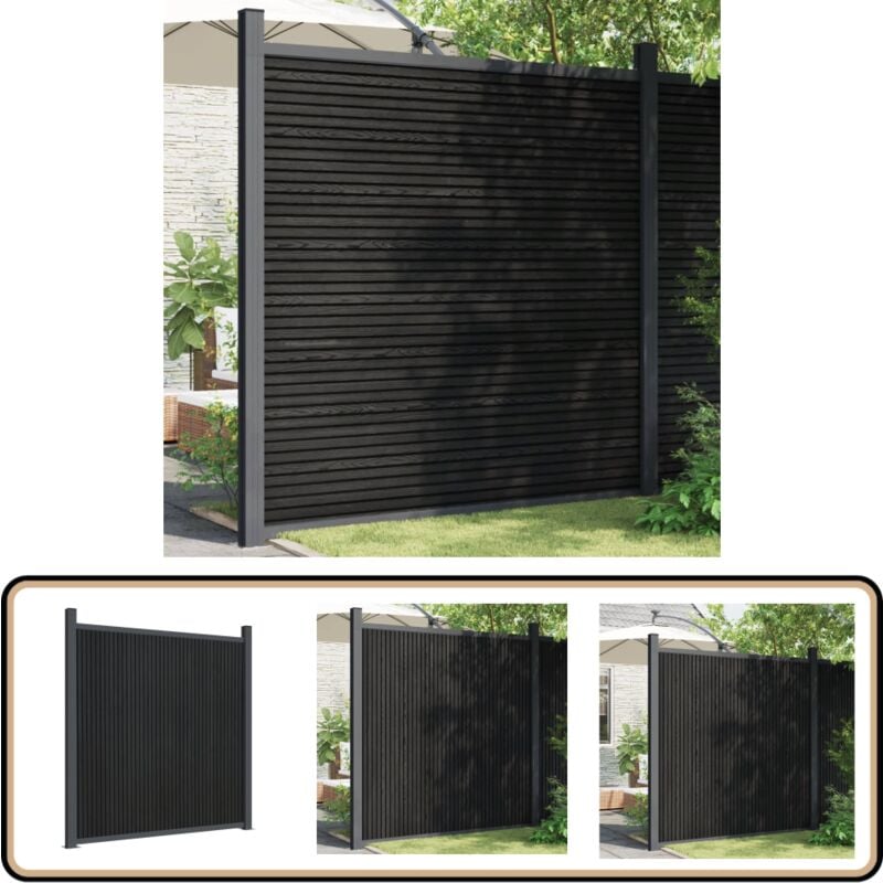 Panneau de clôture gris 173x186 cm wpc - Clôture Jardin - Clôture Résidentielle - Clôture Composite - Clôture Grise - Panneaux De Clôture