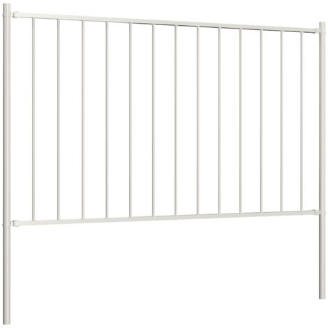 Panneau de clôture poteau Acier enduit poudre 1,7x0,75 m Blanc CFW2941240