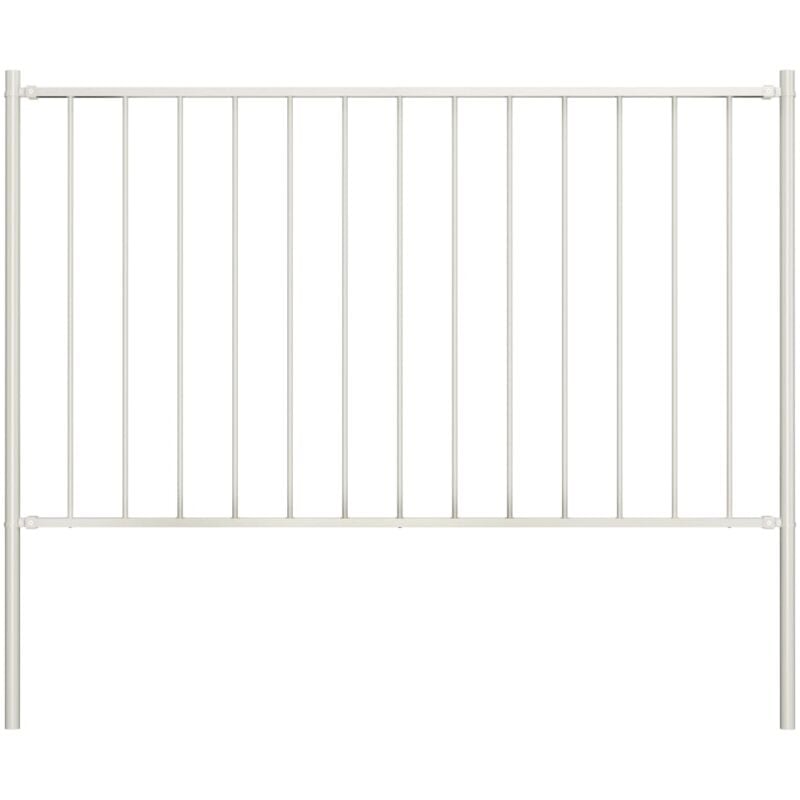 Panneau de clôture poteau Acier enduit poudre 1,7x1,25 m Blanc