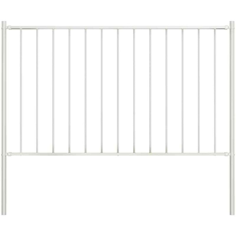 Panneau de clôture poteau Acier enduit poudre 1,7x0,75 m Blanc