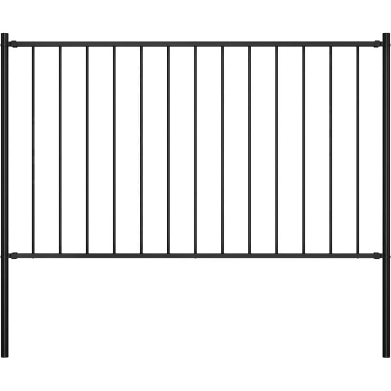 Panneau clôture et poteaux Acier enduit poudre 1,7x1,25 m Noir
