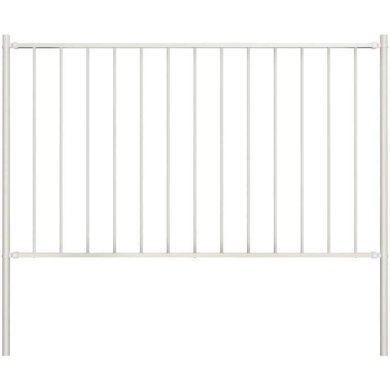 Panneau clôture et poteaux acier enduit de poudre 1,7x1 m blanc Vidaxl