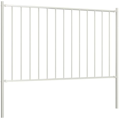 Panneau de clôture poteau Acier enduit poudre 1,7x1,25 m Blanc CFW5681990