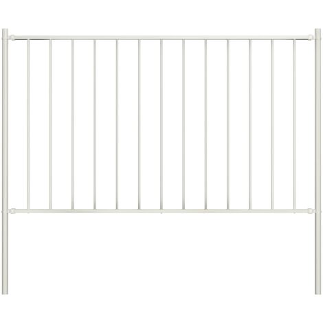 Panneau de clôture poteaux Acier enduit de poudre 1,7x1 m Blanc