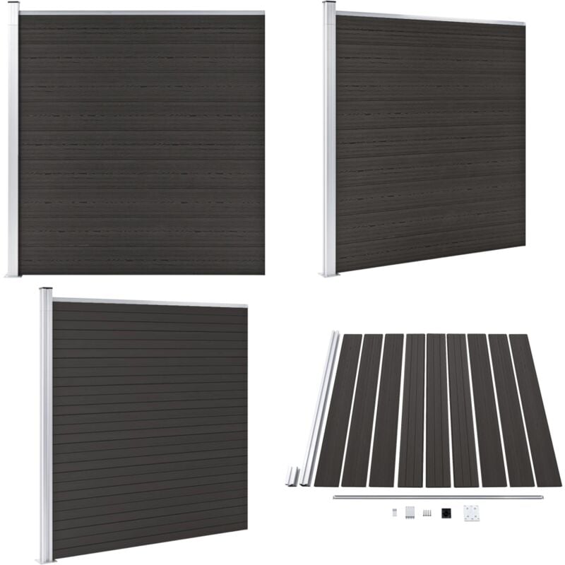 Panneau de clôture wpc 175x186 cm Noir - Clôture Jardin - Clôture Résidentielle - Clôture Composite - Clôture wpc - Barrière Jardin - Home & Living