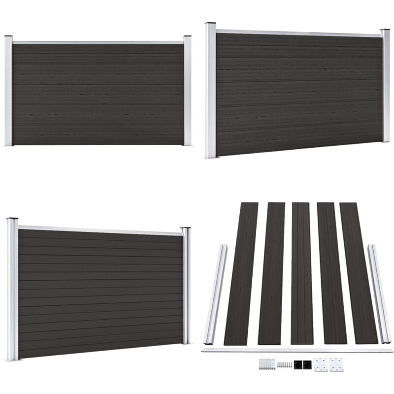 Panneau de clôture wpc 180x105 cm Noir - Clôture Jardin - Clôture Résidentielle - Clôture Composite - Clôture Noire - Barrière Jardin - Home & Living