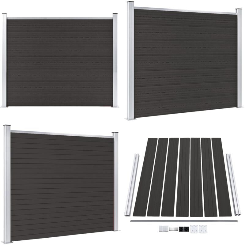 Panneau de clôture wpc 180x146 cm Noir - Clôture Jardin - Clôture Résidentielle - Clôture Composite - Clôture wpc - Barrière Jardin - Home & Living
