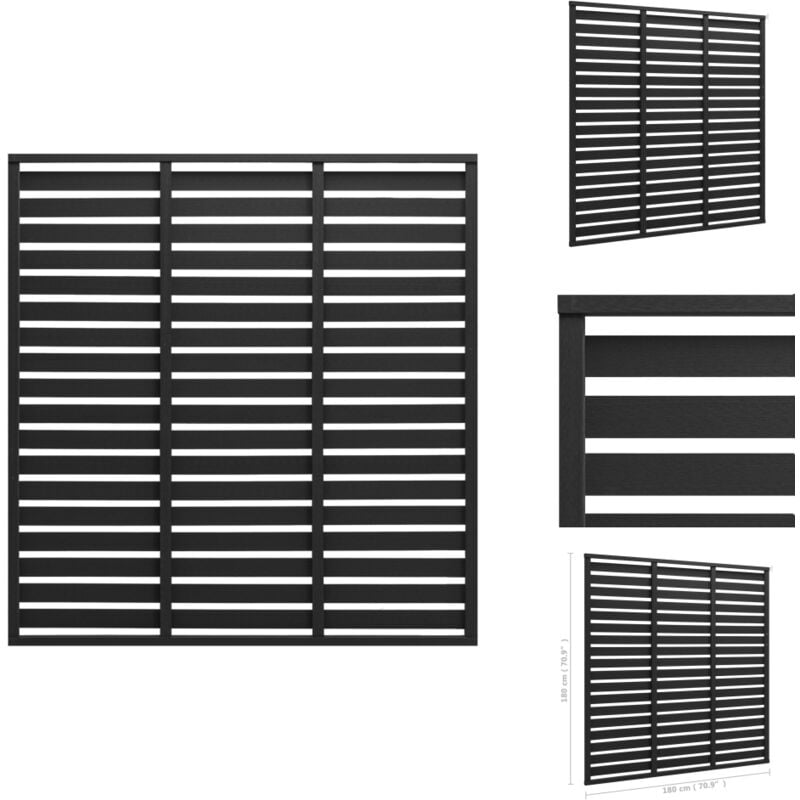 Panneau de clôture wpc 180x180 cm Noir - Clôture Horizontale - Panneaux De Clôture - Clôture Jardin - Clôture Composite - Clôture Sans Entretien
