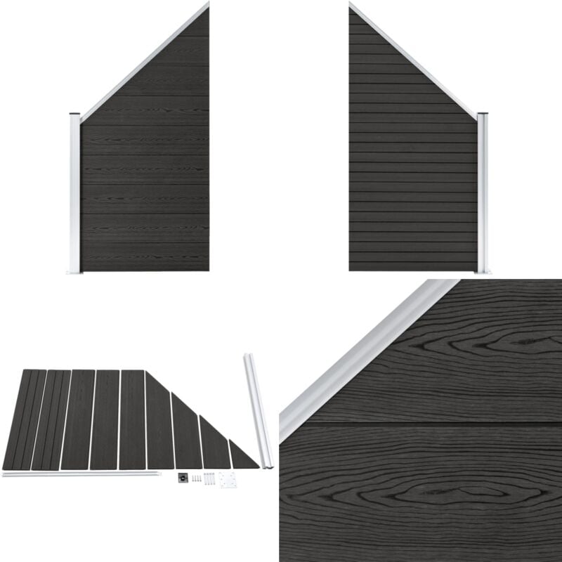 Panneau de clôture wpc 95x(105-180) cm Gris - Clôture Bois Composite - Panneaux De Clôture - Clôture Jardin - Clôture Résidentielle - Clôture Moderne