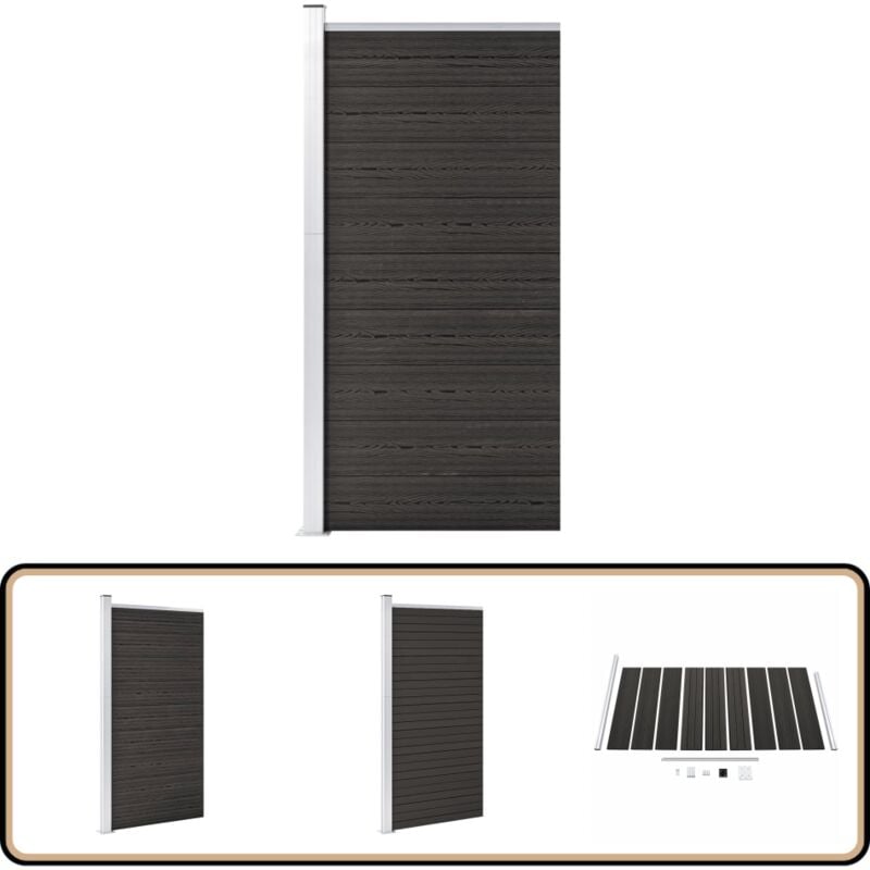 Panneau de clôture WPC 95x186 cm Gris - Clôture De Jardin - Clôture Résidentielle - Barrière De Jardin - Panneau De Clôture - Clôture Composite