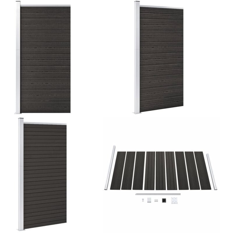 Panneau de clôture wpc 95x186 cm Gris - Clôture De Jardin - Clôture Résidentielle - Barrière De Jardin - Panneau De Clôture - Clôture Composite