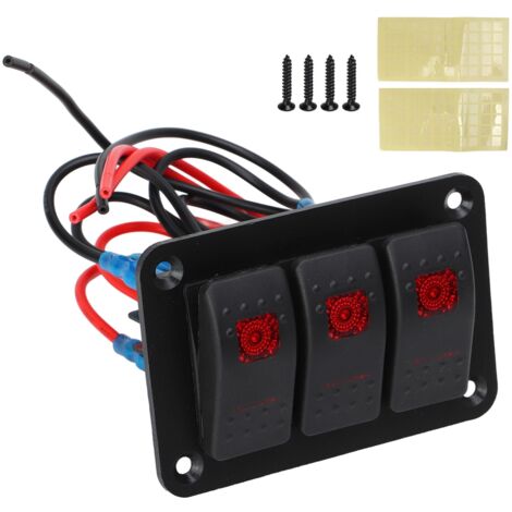 Panneau de commande à 3 interrupteurs avec voyant rouge, étanche et résistant à la corrosion, pour voiture et bateau, 12 V CC / 24 V CC