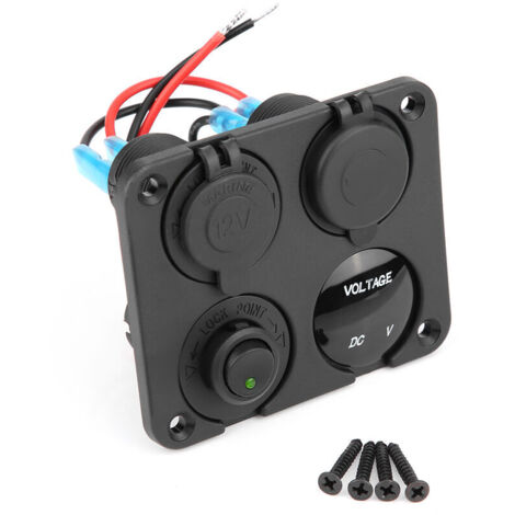 Panneau de commande à bascule à 4 boutons marche/arrêt, double chargeur USB, prise allume-cigare, voltmètre, LED verte