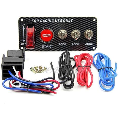 Panneau de commande d'allumage 12 V pour voiture de course, bouton-poussoir de démarrage moteur, interrupteur à LED