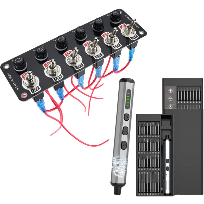 Panneau de commande de puissance de commutateur en métal multi-trous modifié pour bateau RV 12V24V avec tournevis