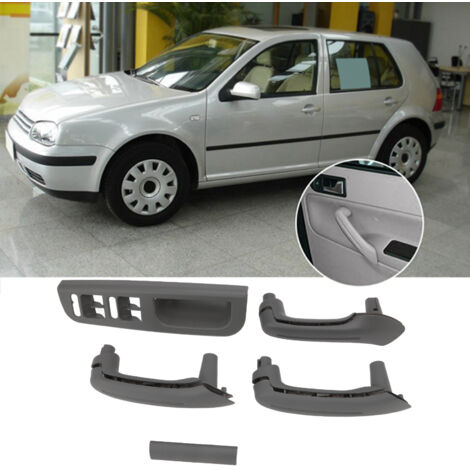 Panneau de Commande de Vitre et Poignée de Porte Intérieure pour VW Golf MK4 1999‑2004 Gris