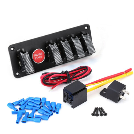 Panneau de commutateur d'allumage à bascule 12V, 6 groupes, bouton poussoir de démarrage du moteur pour voiture de course en Fiber de carbone