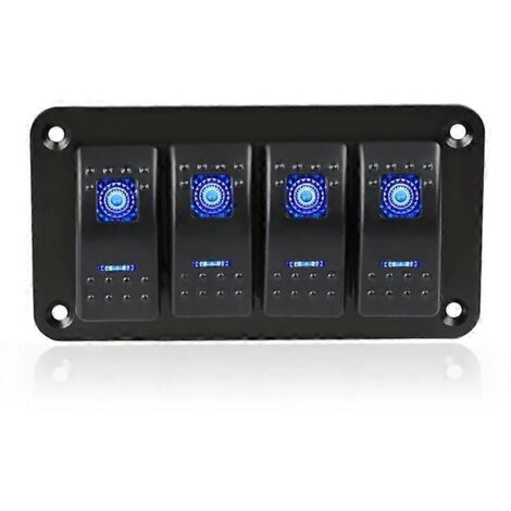 Panneau de commutateurs à bascule étanche 12V avec voyant LED bleu pour véhicules et voitures - 4 interrupteurs