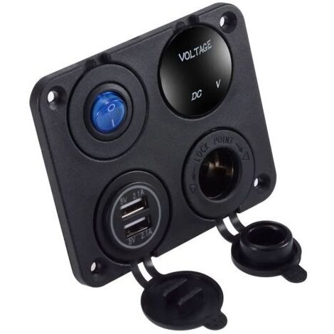 Panneau de commutation 4 en 1, voltmètre numérique étanche, alimentation de voiture 12V, double chargeur Usb, prise allume-cigare avec interrupteur à bascule