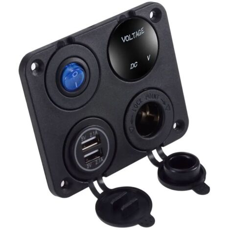 Panneau de commutation 4 en 1, voltmètre numérique étanche, alimentation de voiture 12V, double chargeur Usb, prise allume-cigare avec interrupteur à bascule