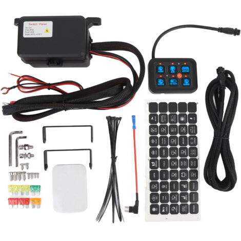 Panneau de commutation 6 gangs 12V, coque en aluminium à intensité variable 720W 60A, boîte de commande de Circuit de barre lumineuse LED pour voiture camion bateau UTV ATV bleu