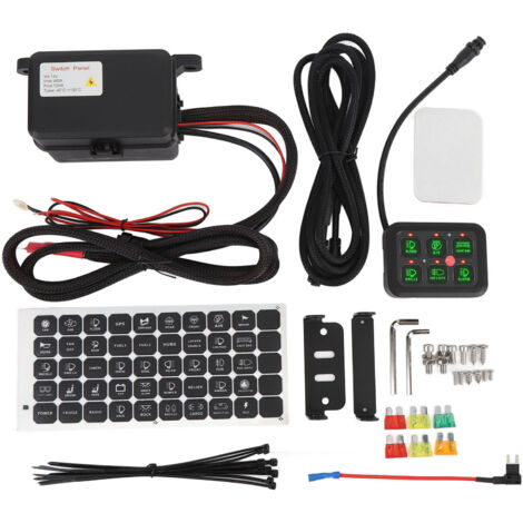 Panneau de commutation 6 gangs 12V, coque en aluminium à intensité variable 720W 60A, boîte de commande de Circuit de barre lumineuse LED pour voiture camion bateau UTV ATV vert