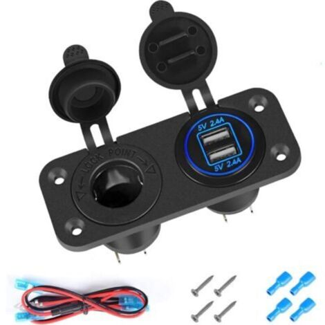 Panneau de Commutation Chargeur Voiture Fonction Dual USB Charger Voltmètre à LED Interrupteur Bascule ON/Off Prise Cigarette pour Bateau Marine