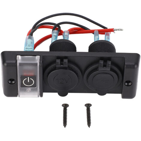 Panneau de commutation combiné d'alimentation 3 en 1, disjoncteur de lumière rouge, Double USB et prise allume-cigare 12V pour voiture, camping-car, bateau