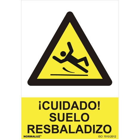 señal peligro "cuidado suelo resbaladizo" (pvc 0.7mm)  30x40cm