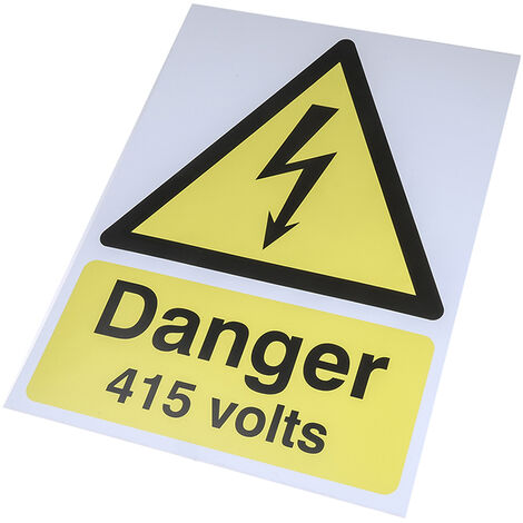 Panneau de danger, avec pictogramme : Danger Electricité " Danger 415 Volts " ( Prix pour 1 )