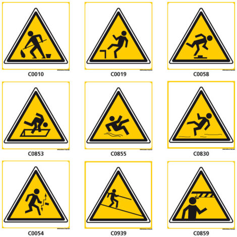 Panneau de DANGER de CHUTE - C0054 - 125 x 125 mm
