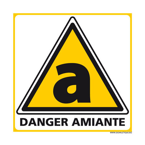 Panneau de DANGER SUR AMIANTE (C1247) - Plastique PVC 1,5 mm - 250 x 250 mm