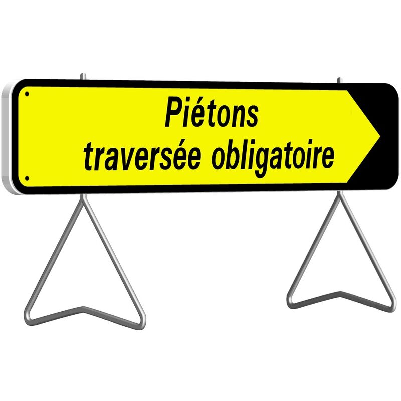 Panneau de signalisation de direction rectangulaire 1000 x 300mm 'Piétons traversée obligatoire' Taliaplast 526014