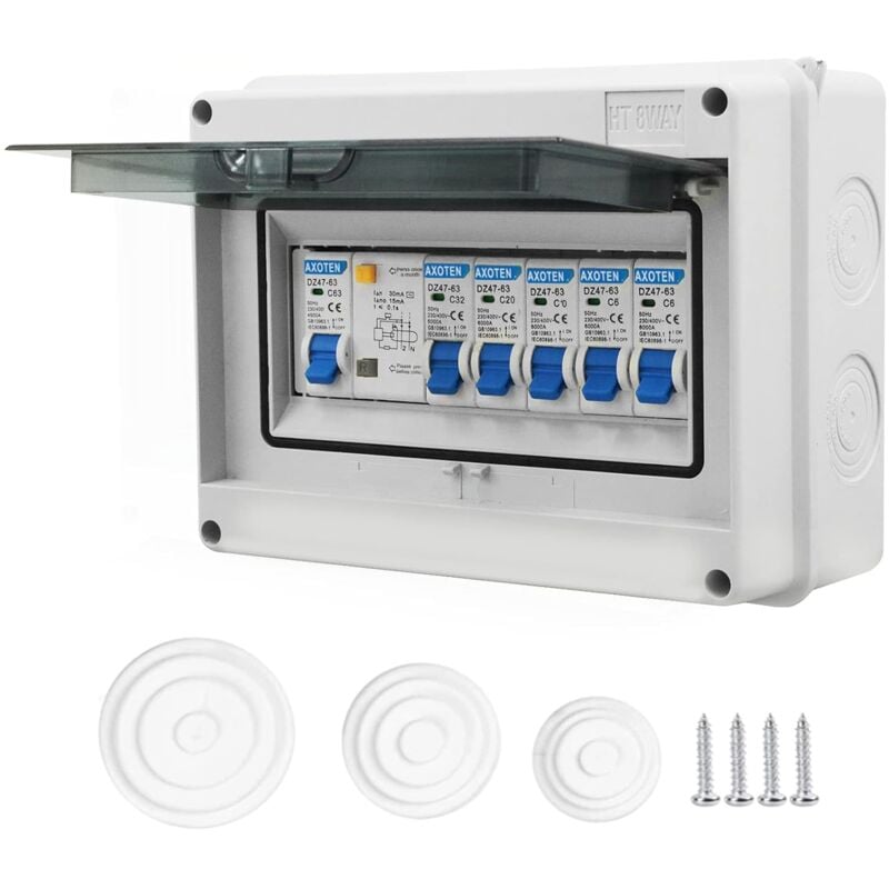 Panneau de Disjoncteur d'unité de Consommateur à 4 Voies, Boîte de Disjoncteur de Fuite,Tableau Electrique Etanch,Disjoncteurs électriques